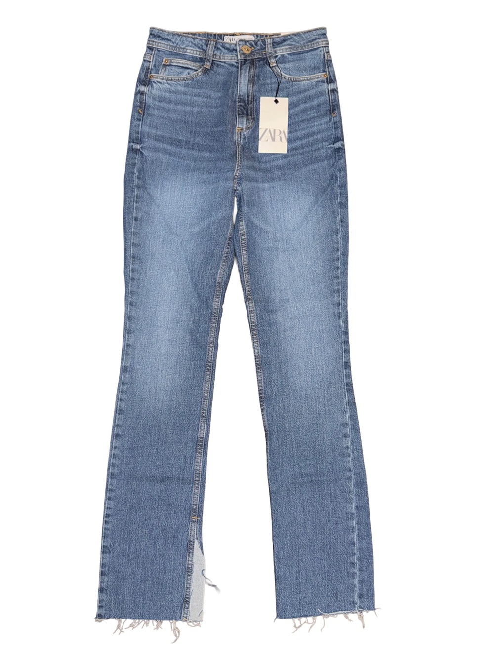 👖NWT! ZARA Slim Flare Highrise Split Hem Comfort Jeans